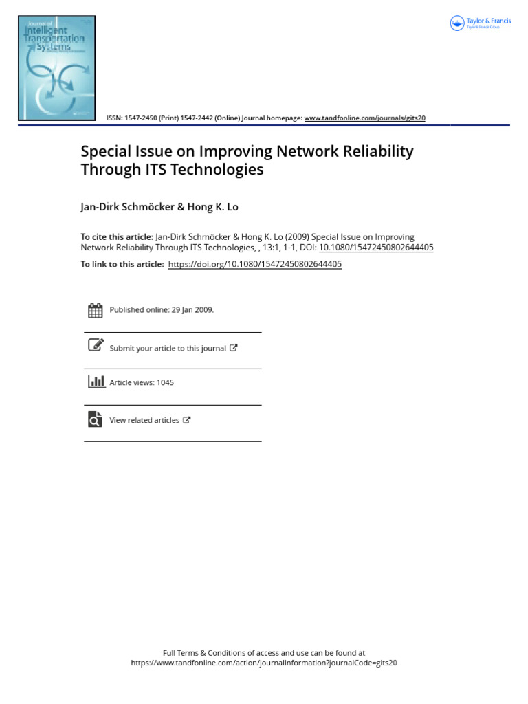 Enhancing Network Reliability with ITS | PDF | Transport