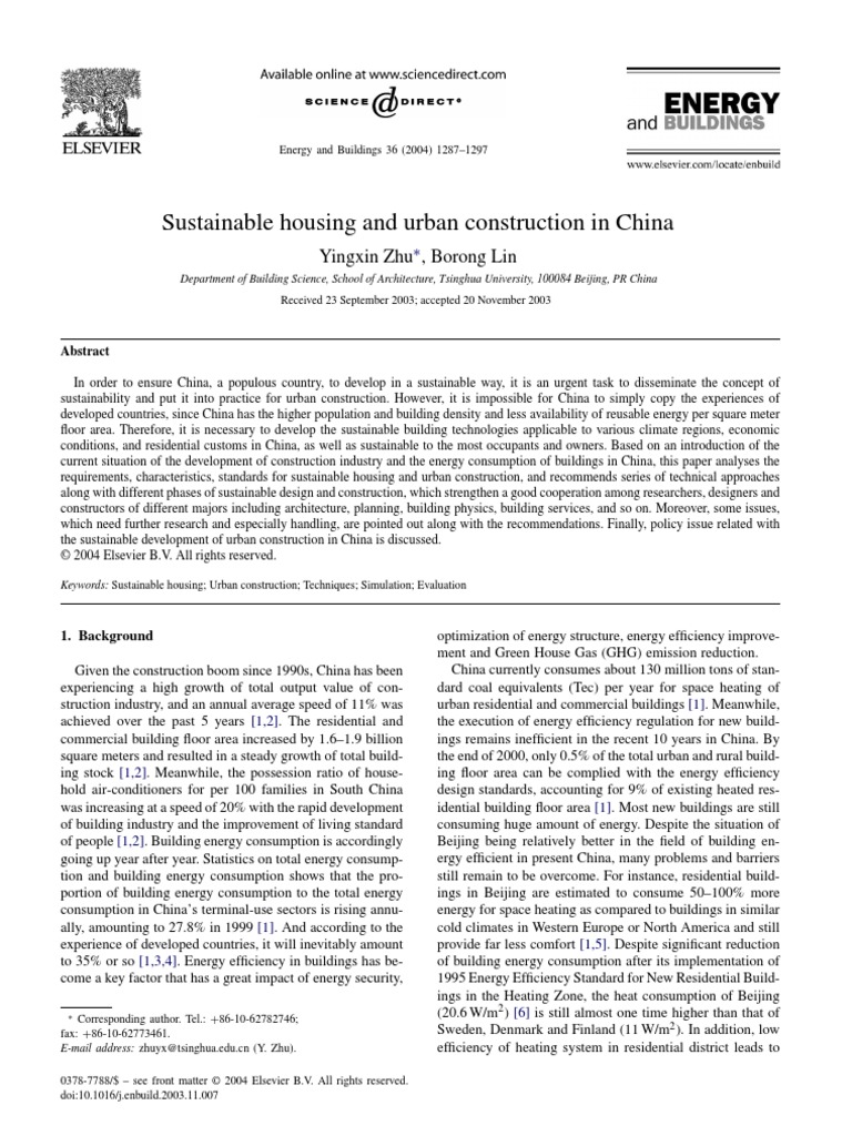 Sustainable Housing and Urban Construction in China | PDF | Heat Pump ...