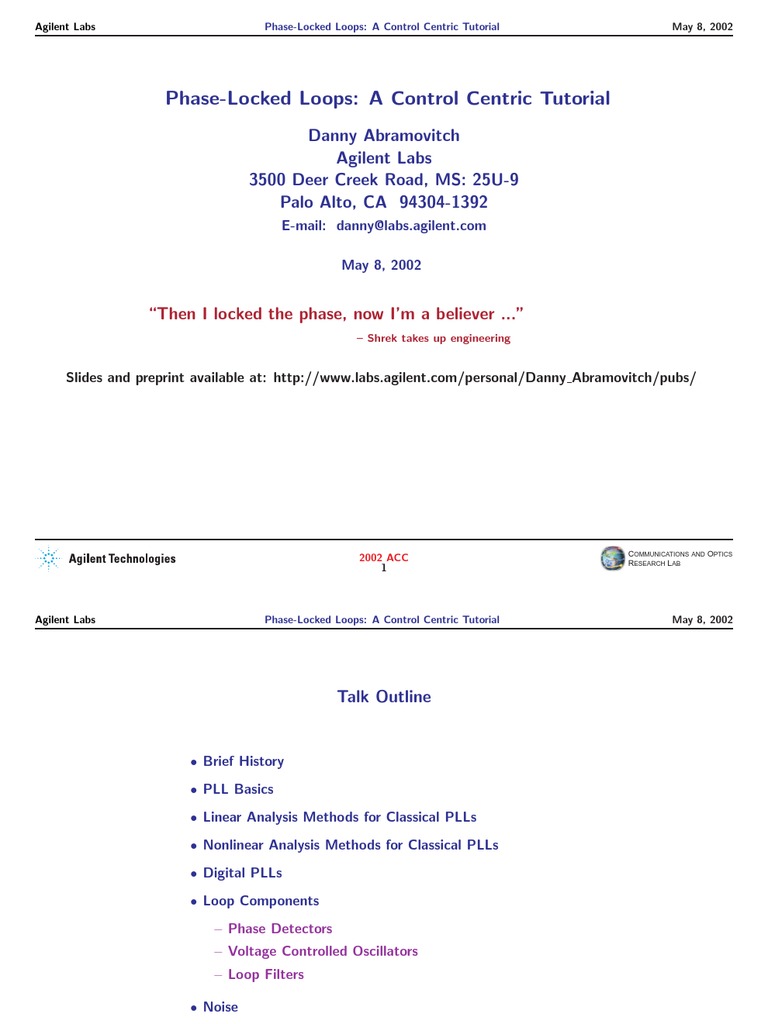 Phase Locked LoopsA Control Centric Tutorial PDF Detector (Radio