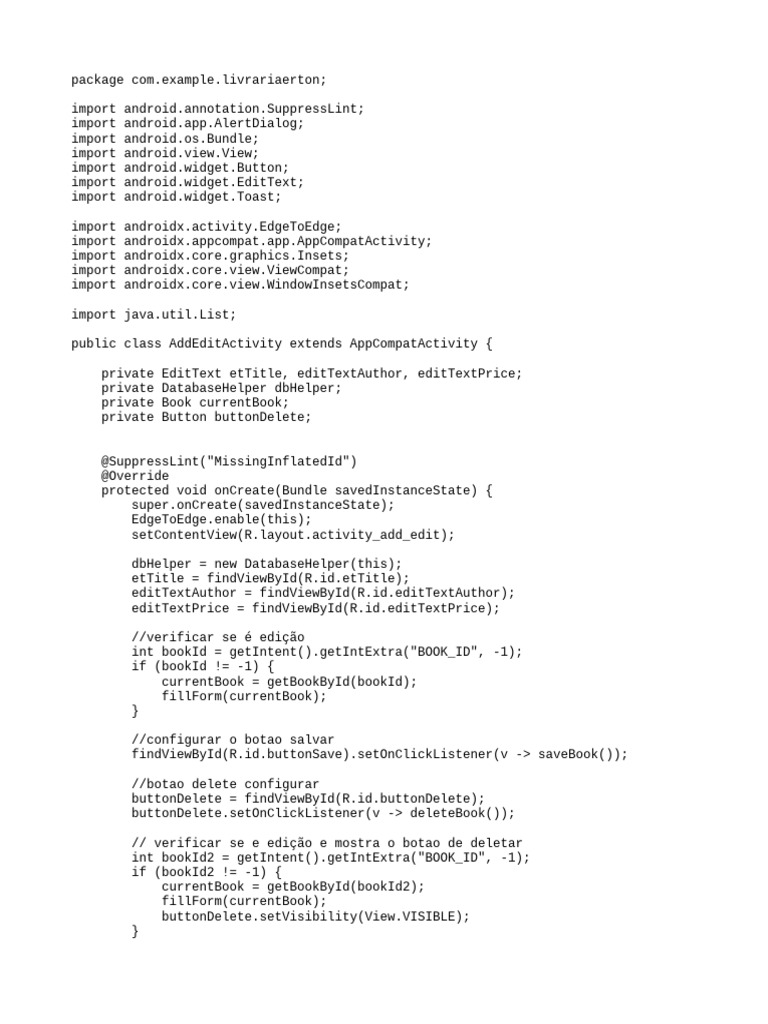AddEditActivity - Livraria | PDF | Embedded Linux | Arm Architecture