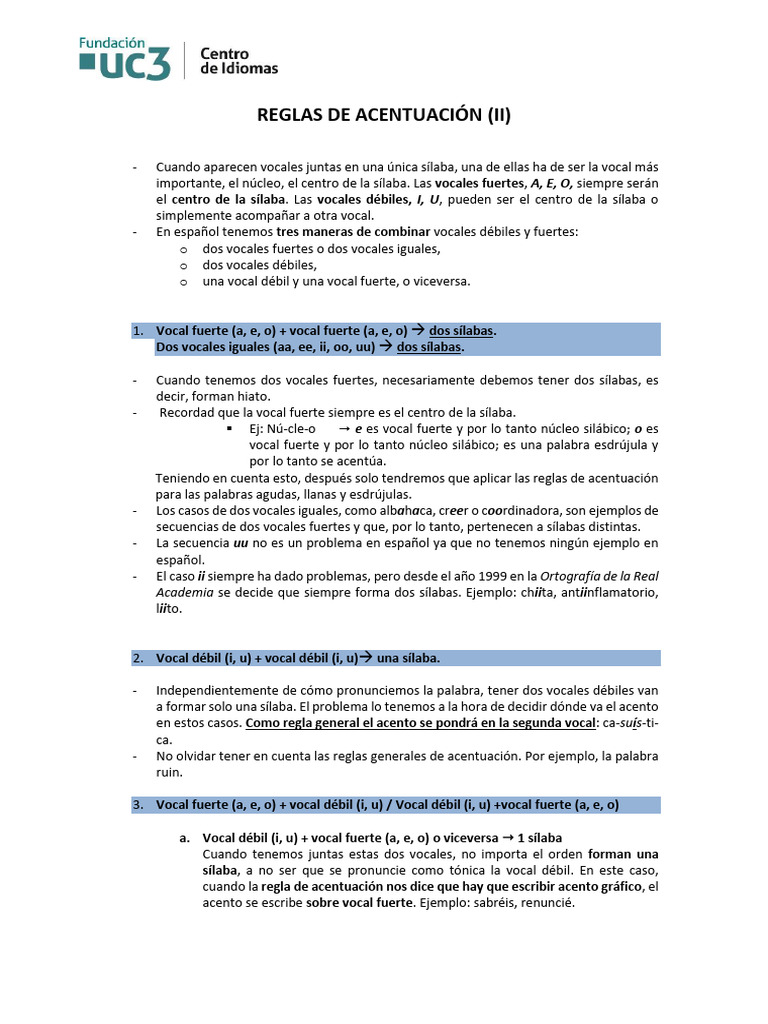 Acentuación de "quedárselo" y vocales | PDF | Sílaba | Vocal