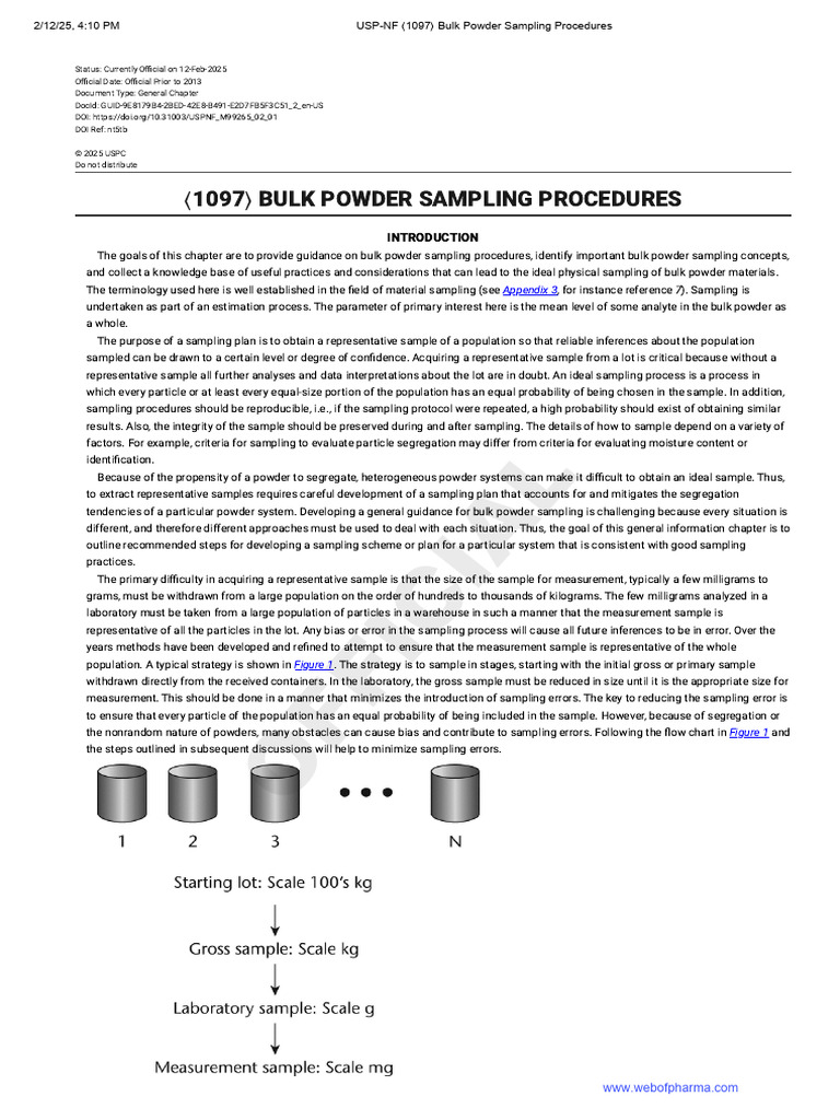 Bulk Powder Sampling Guidelines | PDF | Sampling (Statistics) | Variance
