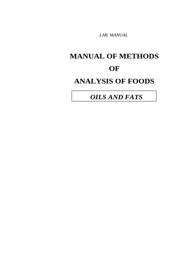 Oils and Fats Analysis Manual | PDF | Titration | Chemistry