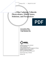 Thin-Film Cadmium Telluride Photovoltaics: ES&H Issues, Solutions, and Perspectives