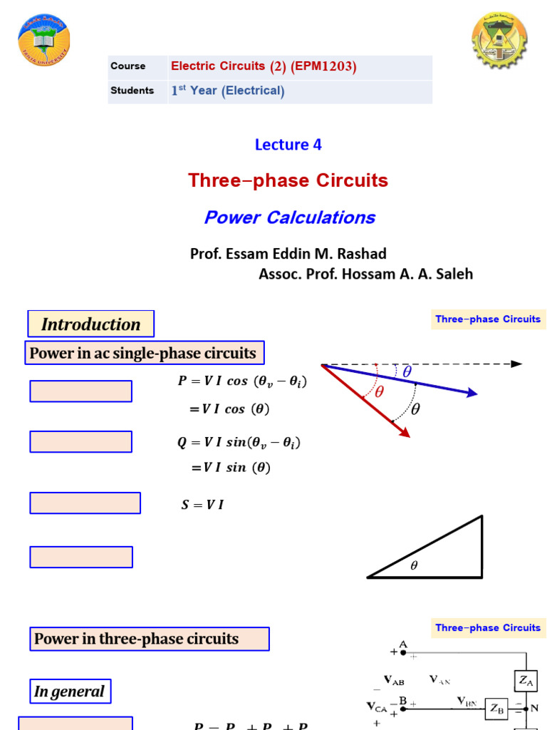 Three-Phase Circuit Power Calculations | PDF | Ac Power | Electrical ...