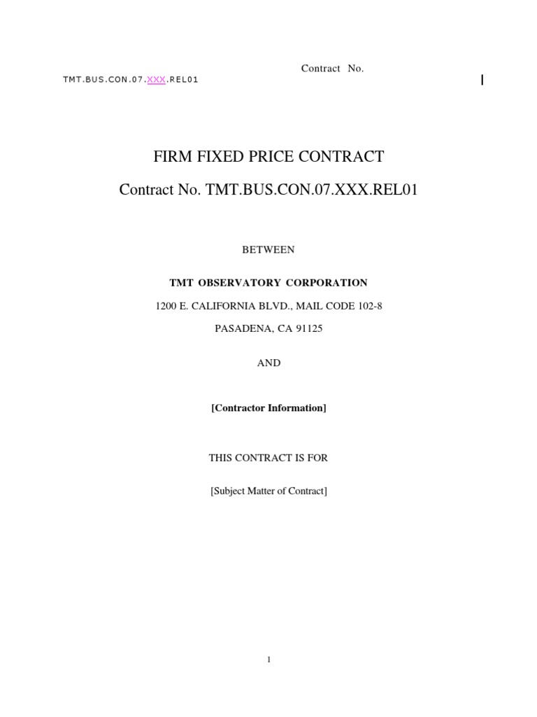 Firm Fixed Price Contract Overview | PDF | Trade Secret | Indemnity
