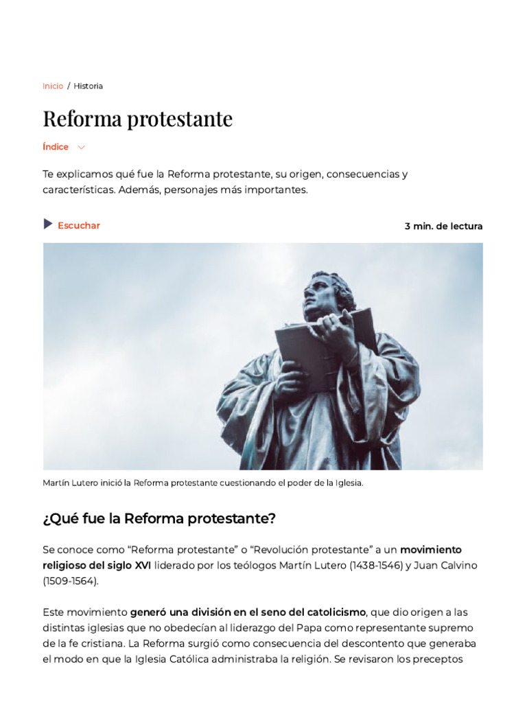 Características de la Reforma Protestante | PDF | protestantismo ...