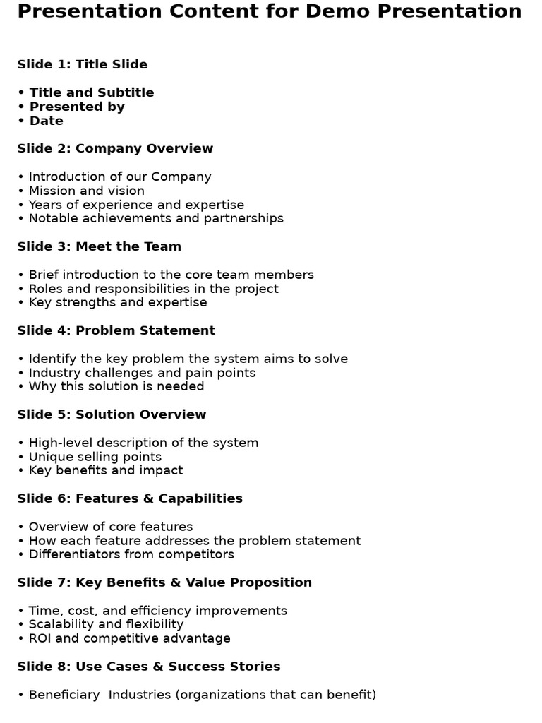 Demo Presentation Outline and Content | PDF