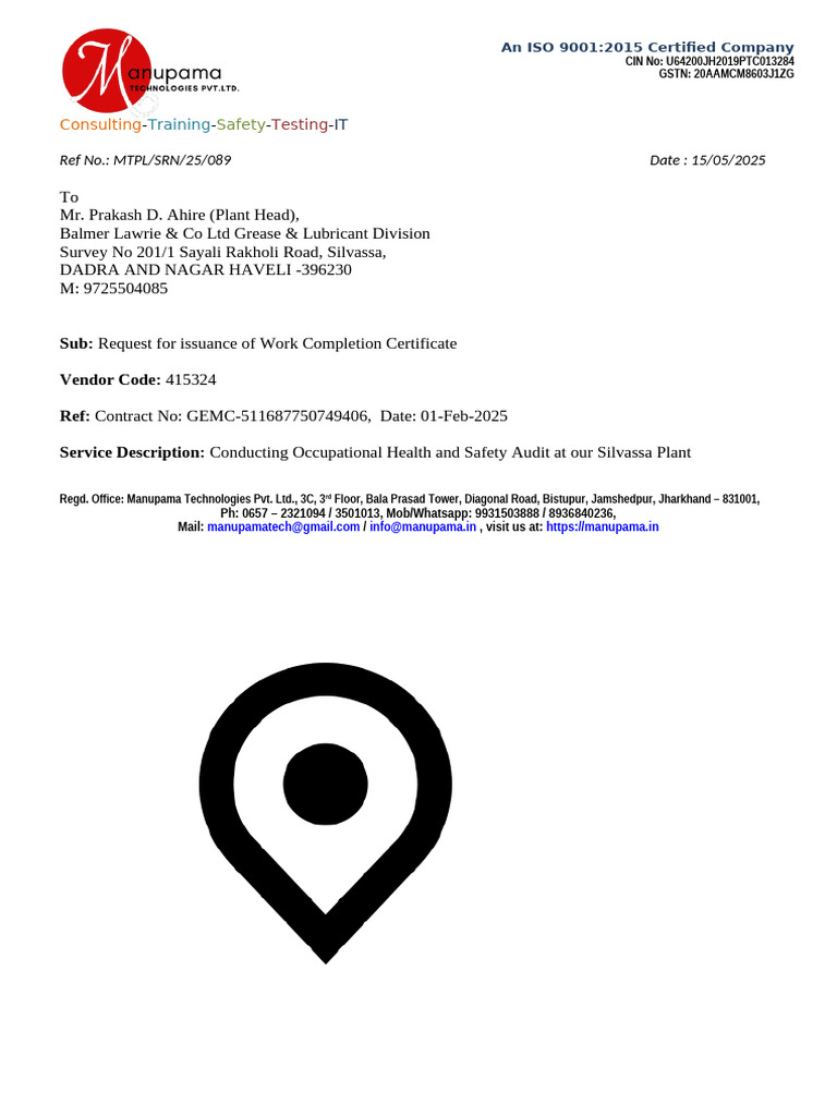 Request for Work Completion Certificate | PDF
