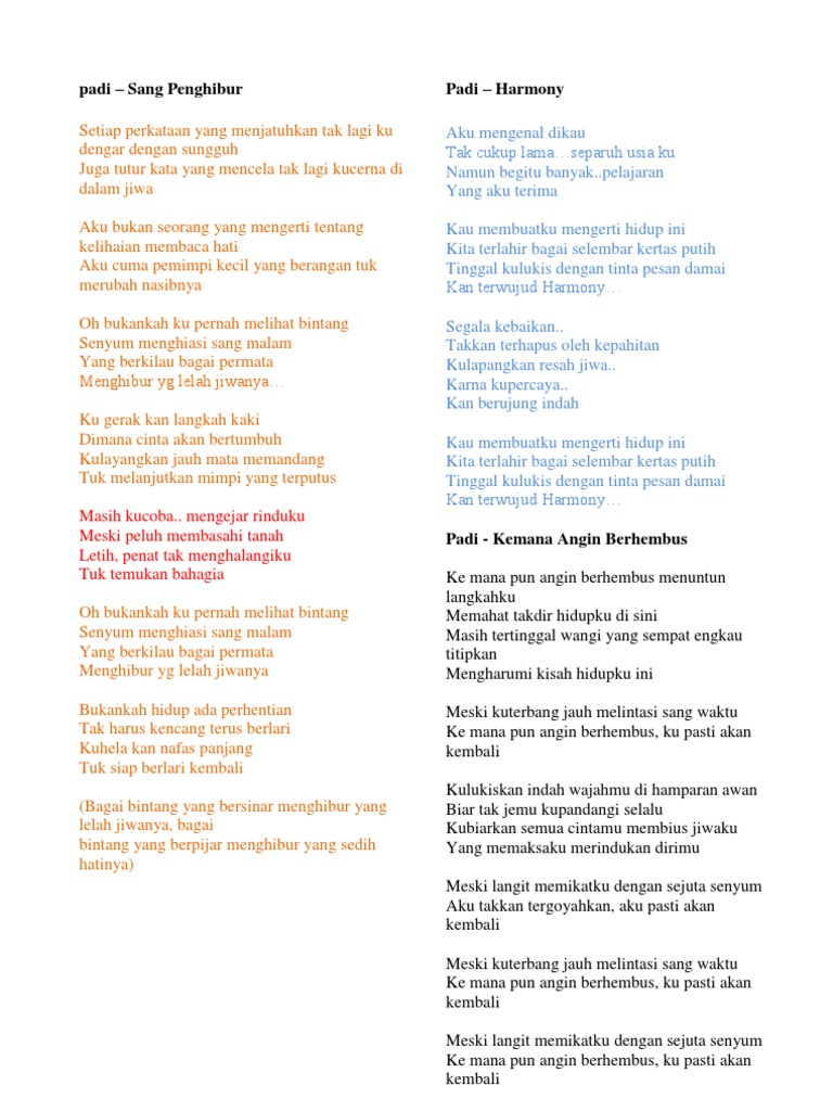 Lirik Lagu Padi Pdf