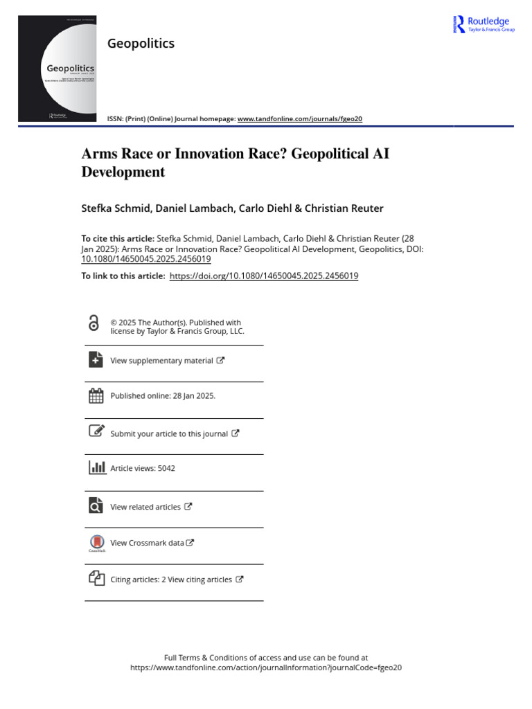 Arms Race or Innovation Race Geopolitical AI Development | PDF ...