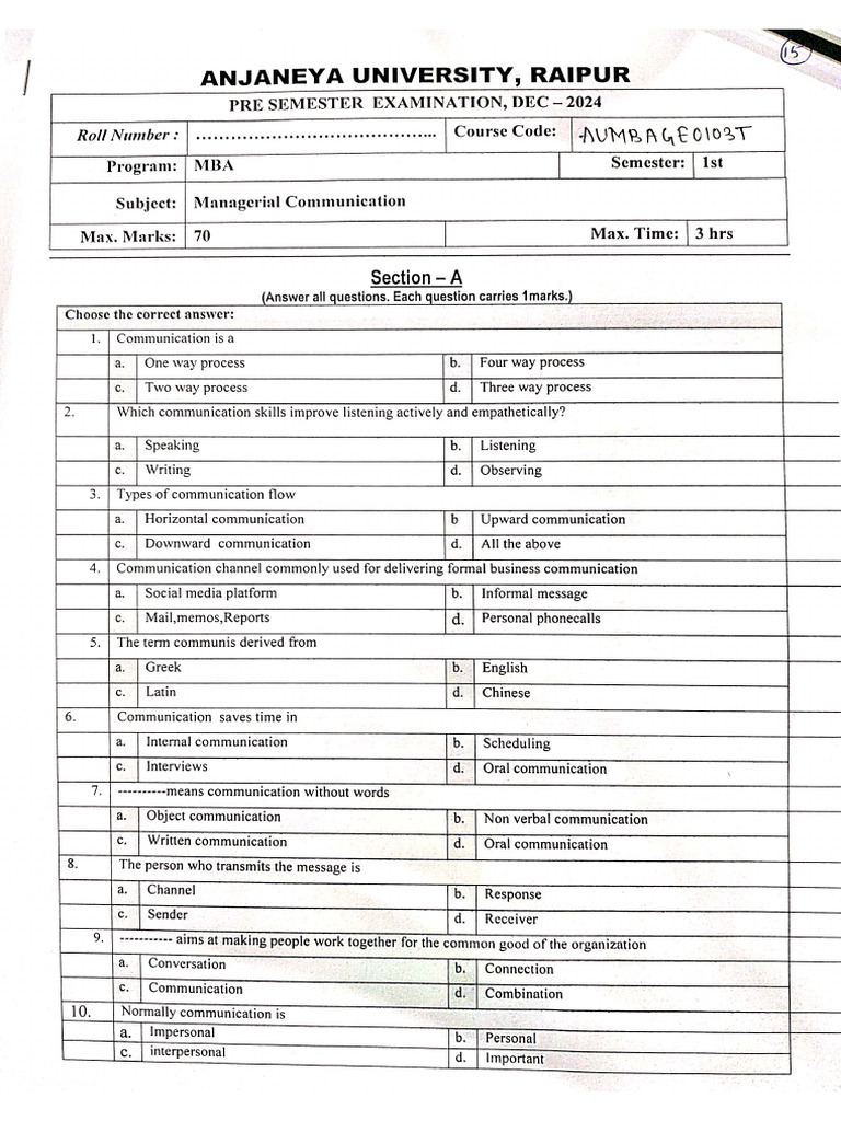 MBA I Mid Term Sample Paper | PDF