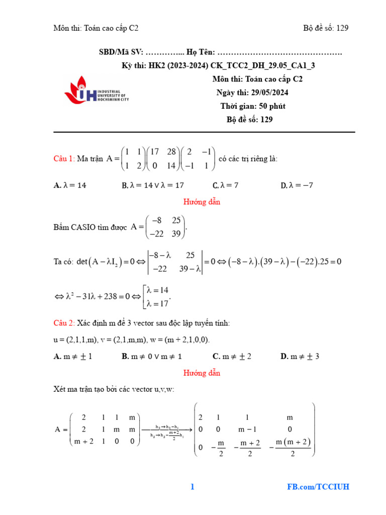 Iuh - Tcc2 - Cuối Kỳ 29 05 2024 | PDF