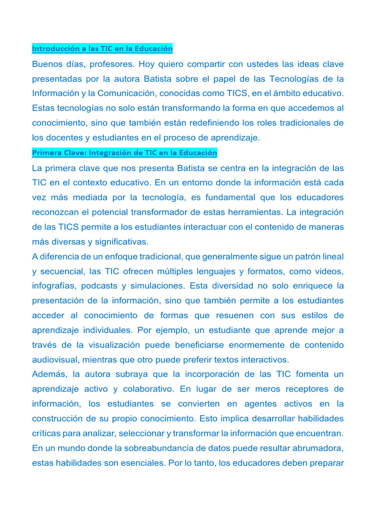Impacto de las TIC en la Educación | PDF | Tecnología de información y ...