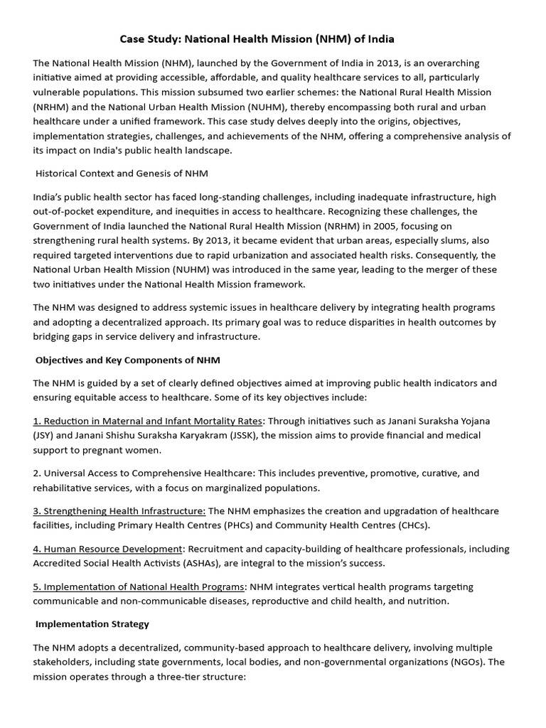 National Health Mission: Goals and Impact | PDF | Health Care | Social ...