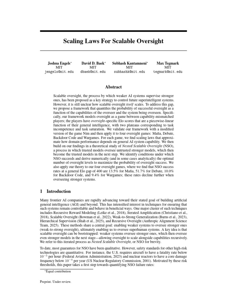 Scaling Laws for AI Oversight Success | PDF | Artificial Intelligence ...