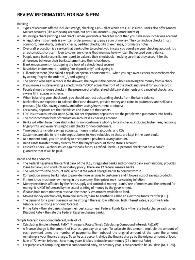 Banking Basics and Check Writing Tips | PDF | Banks | Loans