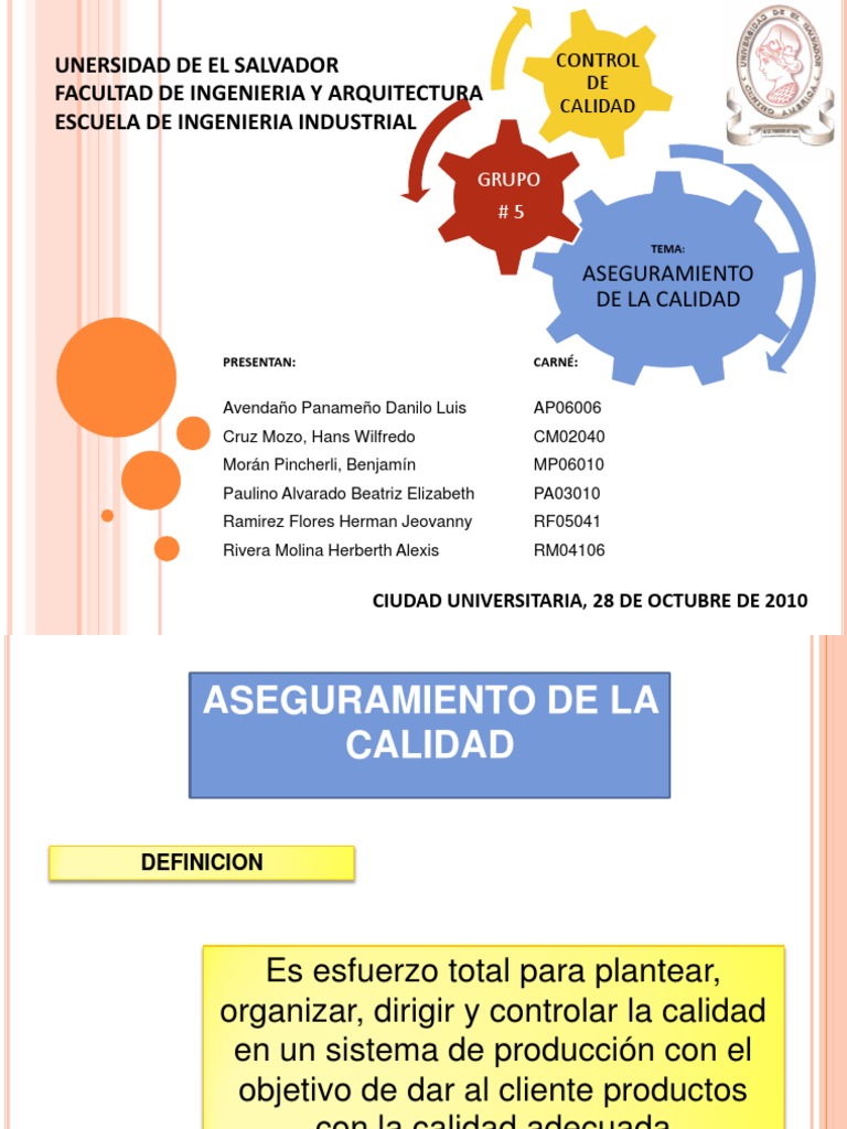 Aseguramiento de La Calidad - Expo Final | PDF | Gestión de la calidad ...