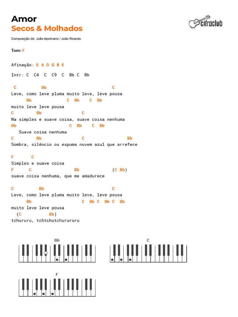Amor - Secos & Molhados: Letra e Cifra | PDF