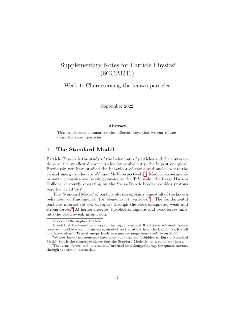 Notes101 ParticleProperties | PDF | Elementary Particle | Fundamental ...