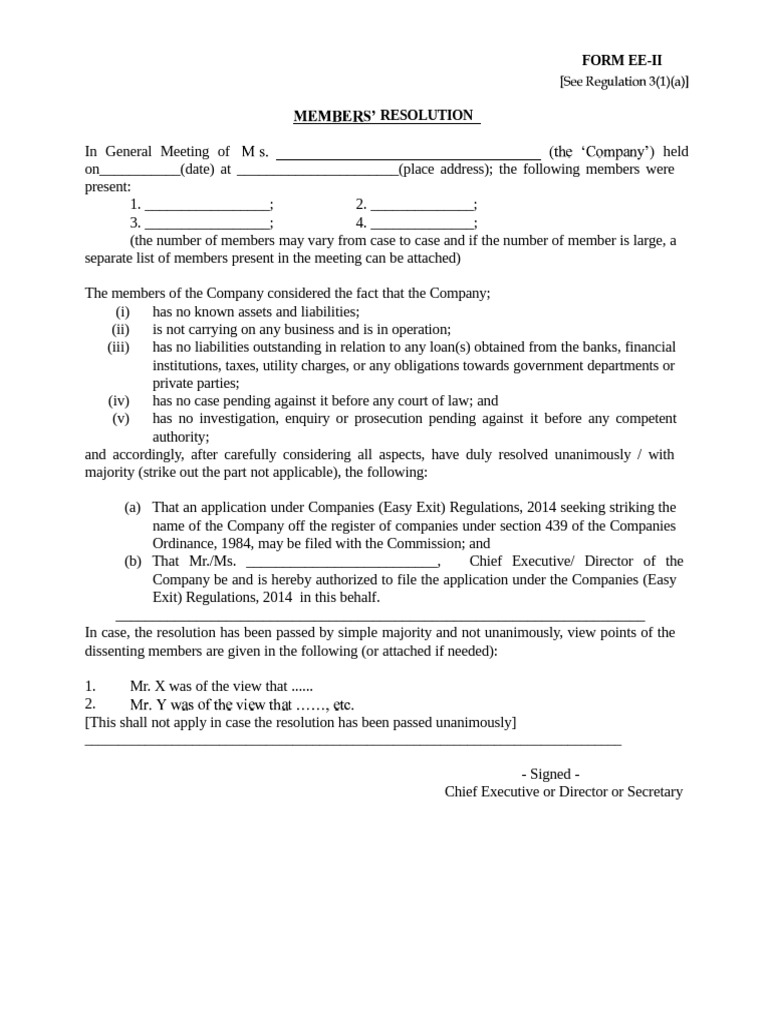 Easy Exit Resolution Form EE-II | PDF | Justice | Crime & Violence