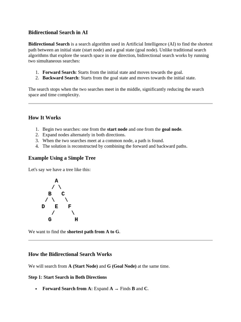Bidirectional Search Algorithm in AI | PDF | Applied Mathematics ...