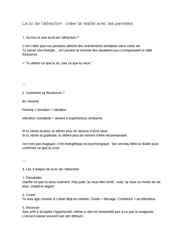 La loi de l'attraction expliquée | PDF