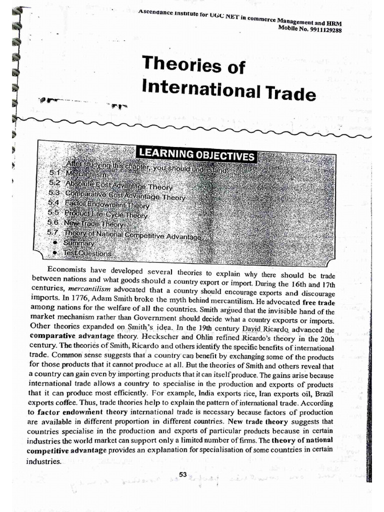 Theories of international trade | PDF