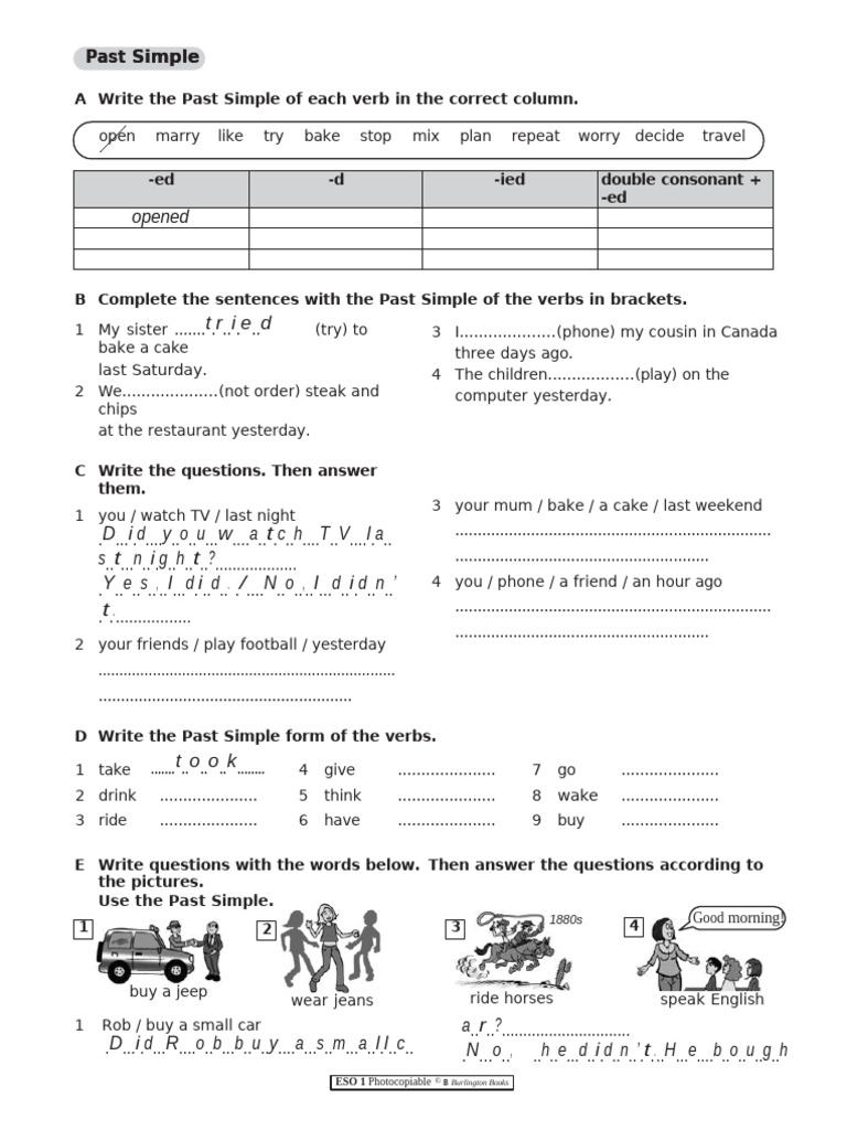Past Simple Verb Exercises and Answers | PDF | Linguistics