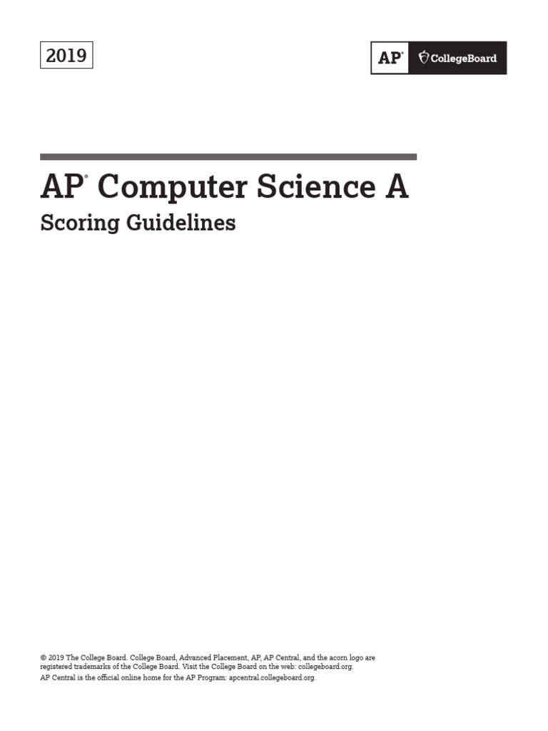 2019 AP Computer Science A Scoring Guide | PDF | Boolean Data Type ...
