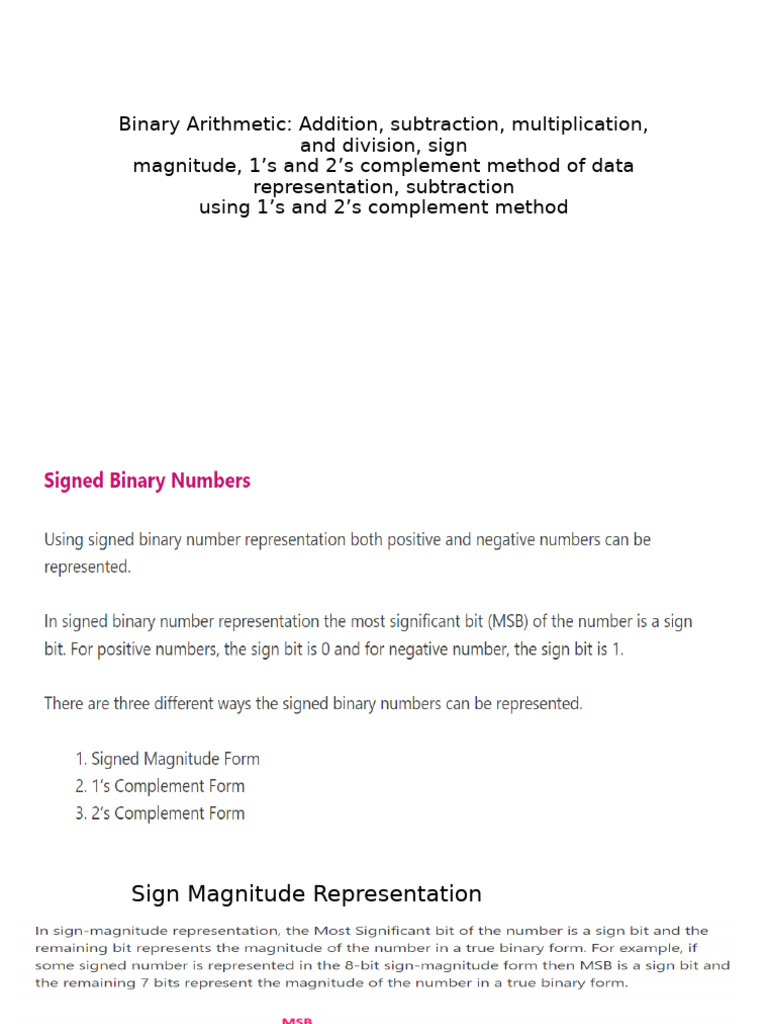Binary Arithmetic DlCOA | PDF