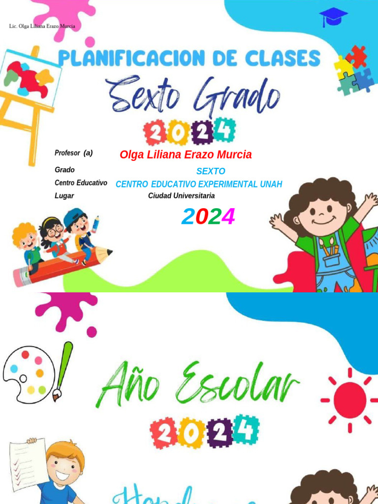 Planificación Clases Sexto Grado 2024 | PDF | Salón de clases | Maestros