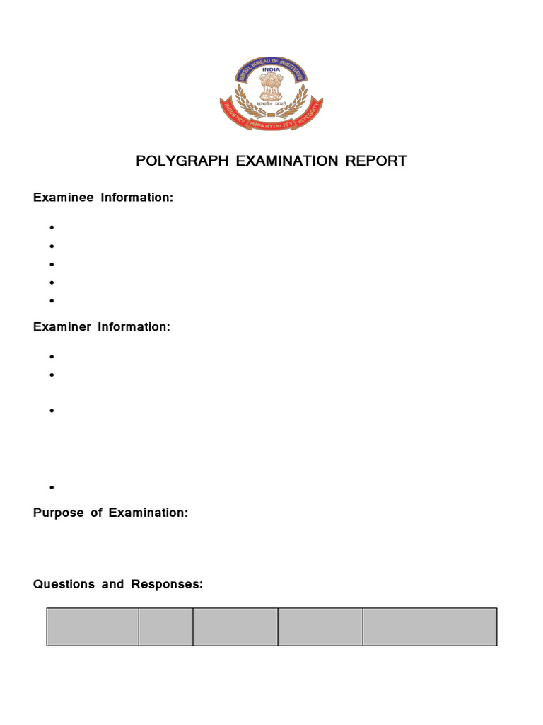(Rough) POLYGRAPH EXAMINATION REPORT | PDF | Polygraph | Stress (Biology)