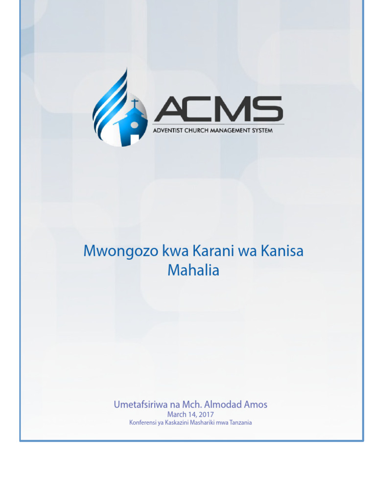 Mwongozo Wa Karani Wa Kanisa | PDF