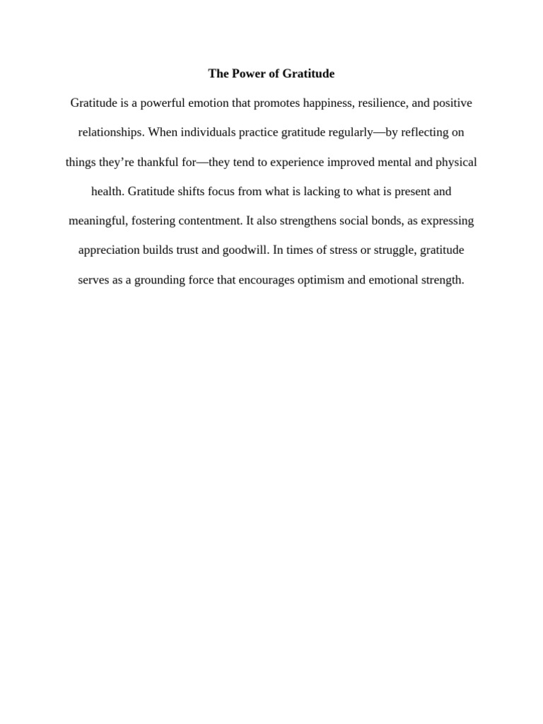 The Power of Gratitude | PDF
