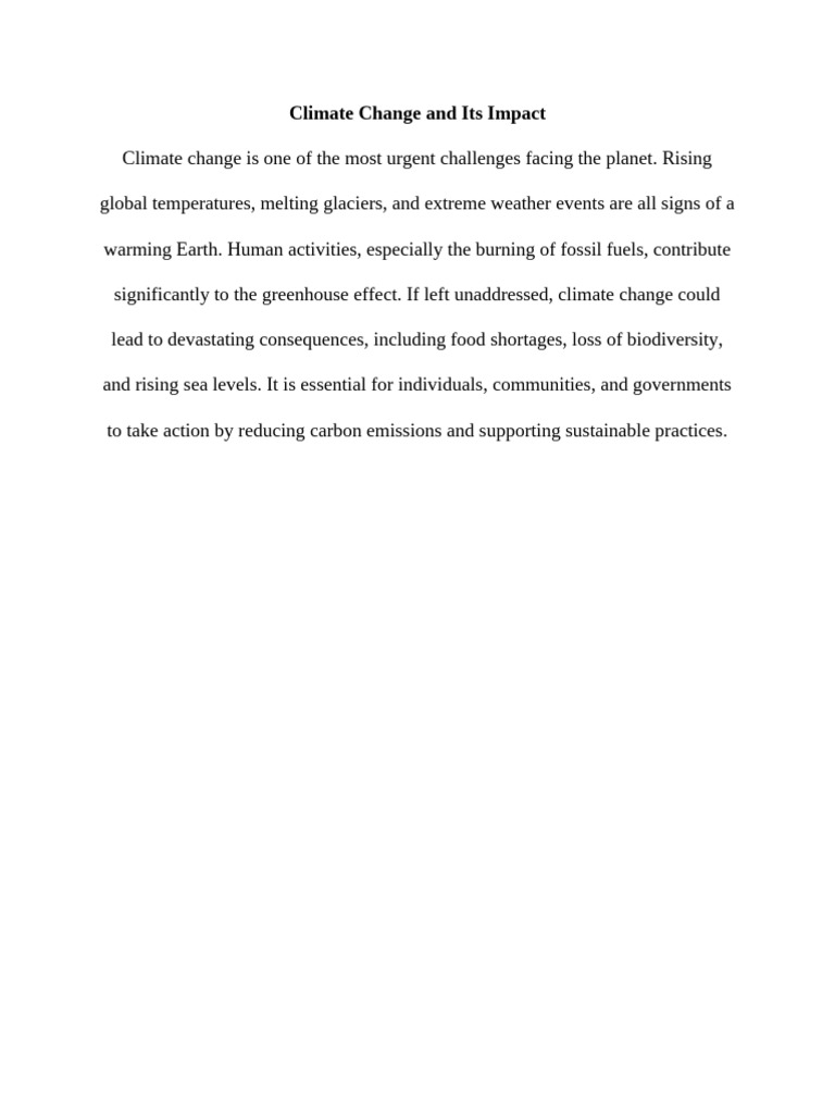 Climate Change and Its Effect | PDF