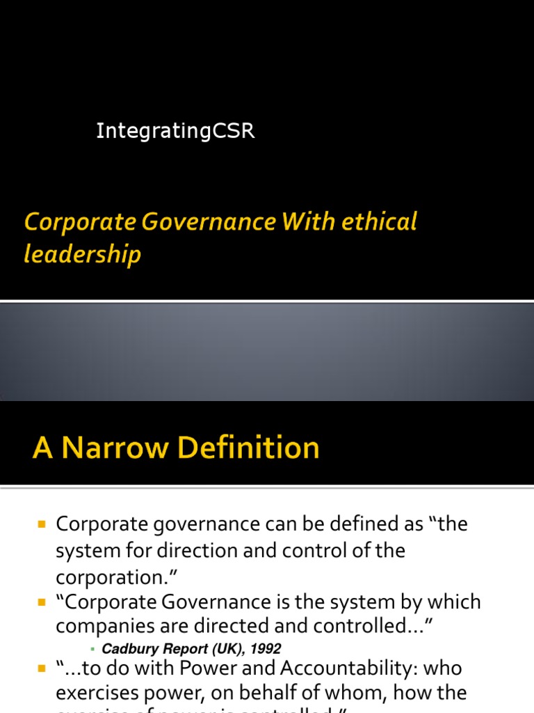 Corporate Governance and Ethical Leadership | PDF | Board Of Directors ...