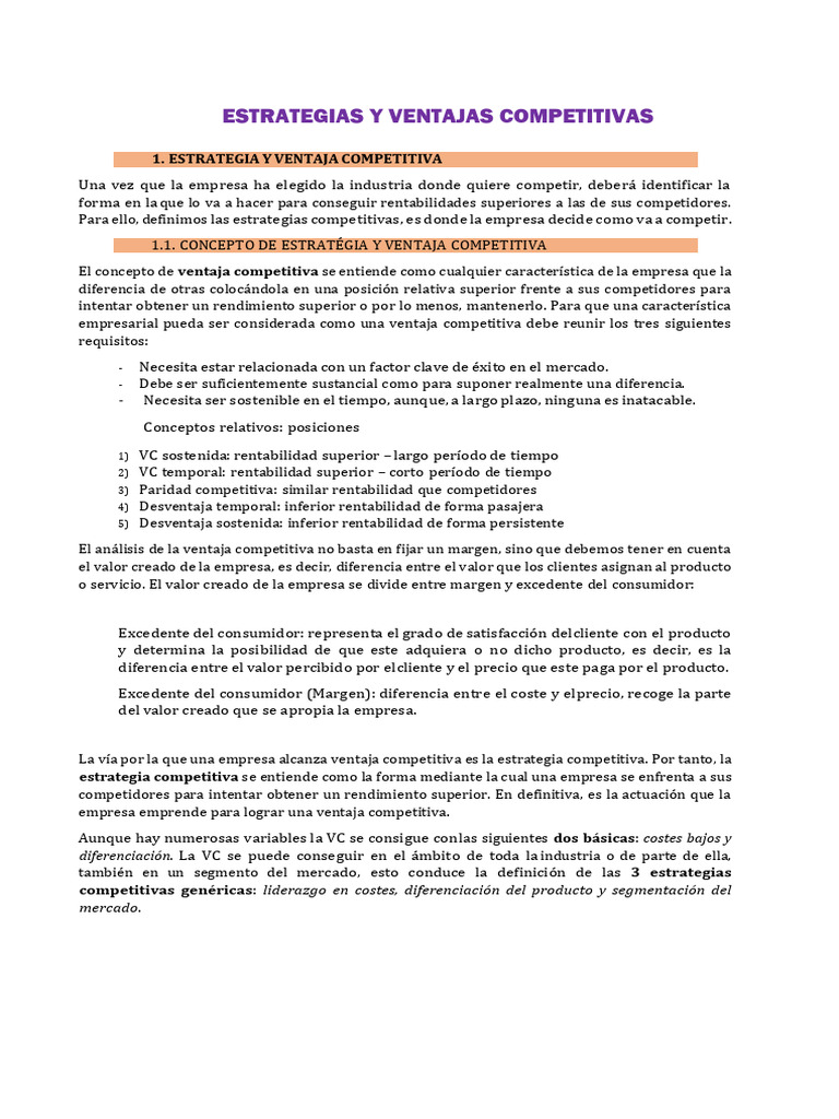 Estrategias para Ventajas Competitivas | PDF | Ventaja competitiva ...