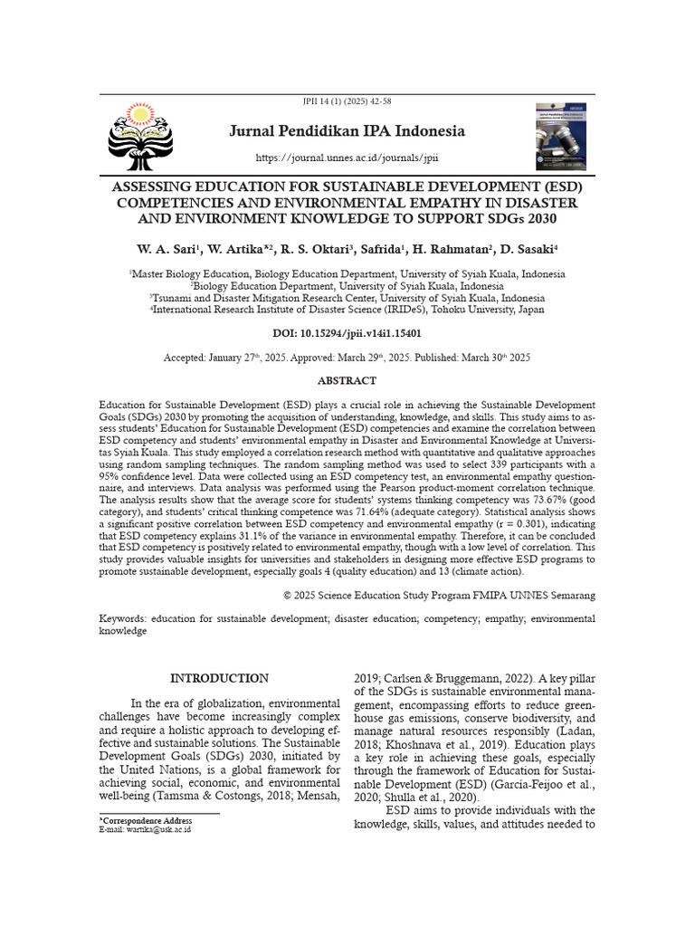 ESD Competencies and Environmental Empathy | PDF | Sustainable ...