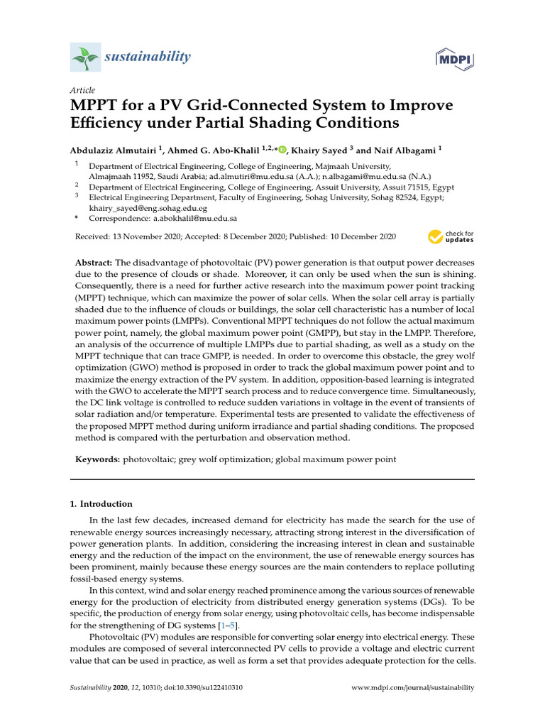 MPPT Optimization for PV Systems | PDF | Photovoltaics | Photovoltaic ...