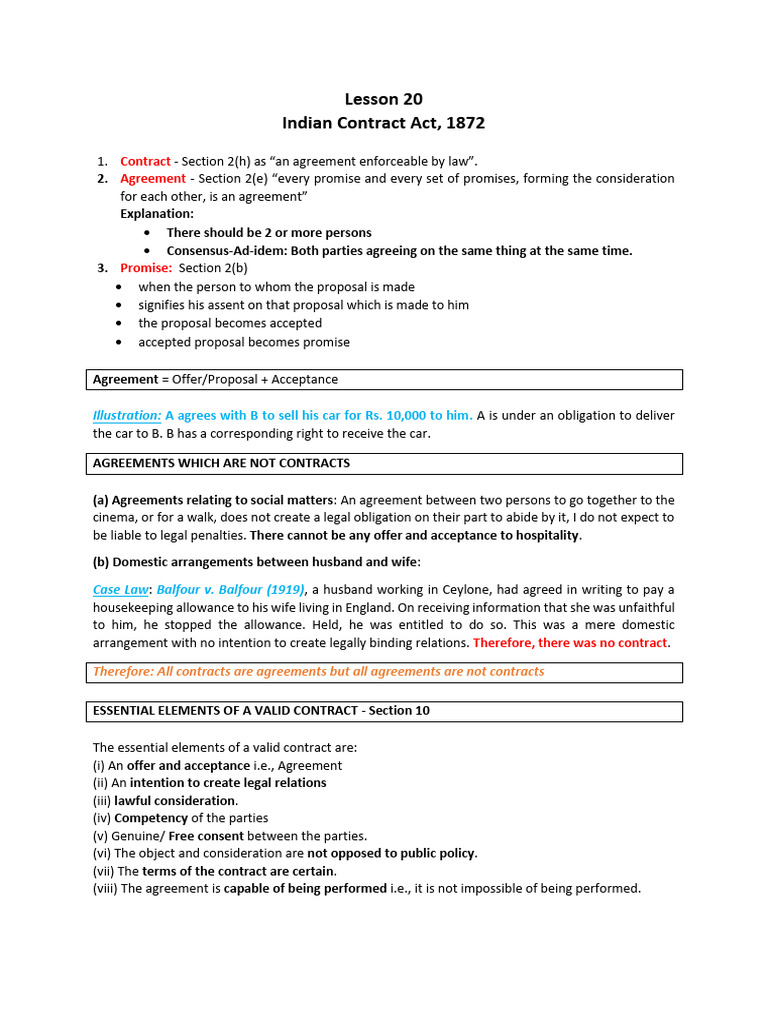 Understanding Indian Contract Law Basics | PDF | Offer And Acceptance ...