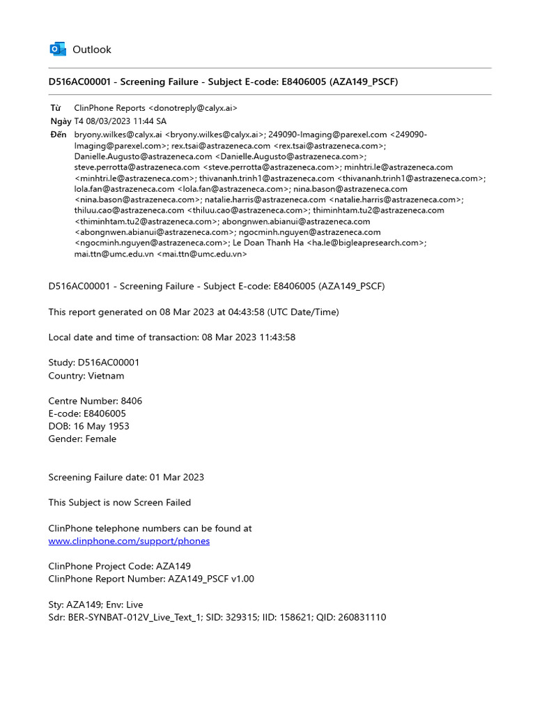 D516AC00001 - Screening Fail - E8406005 | PDF