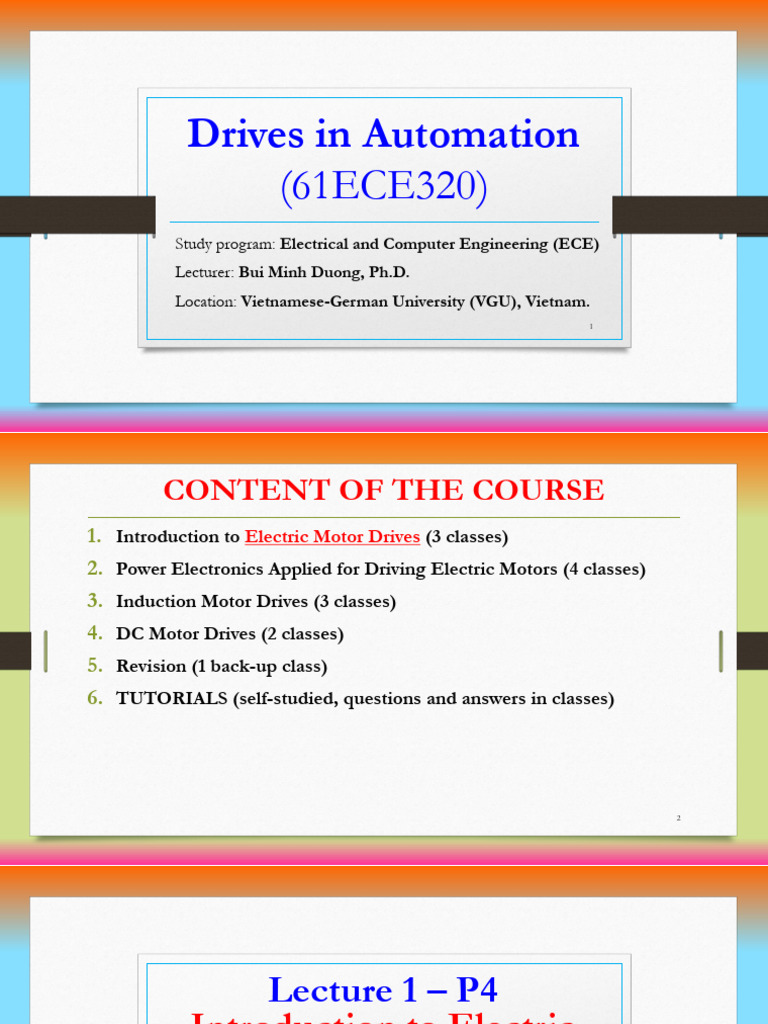 Lecture 1 P4 Introduction To Electric Motor Drives Pdf Electric