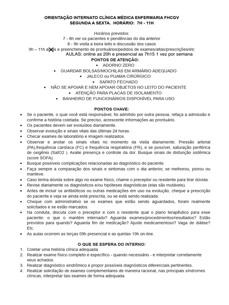 Orientação Internato Clínica Médica | PDF | Histórico médico | Doenças ...