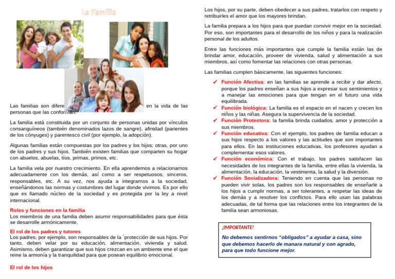La Familia y Sus Funciones. | PDF | Familia | Parentesco