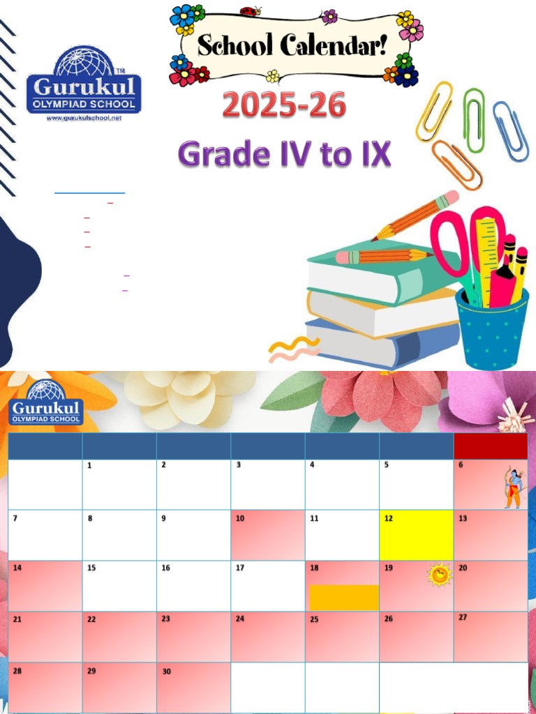 School Calendar 2025-26 (March-April) | PDF