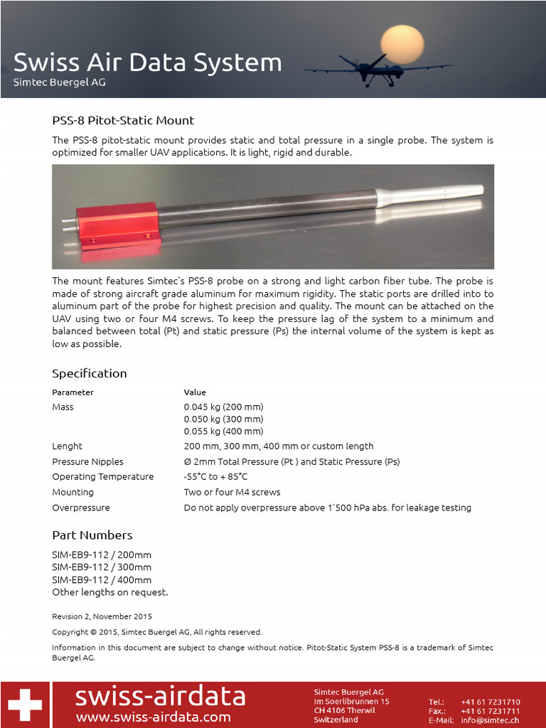 PSS-8 Pitot-Static Mount for UAVs | PDF