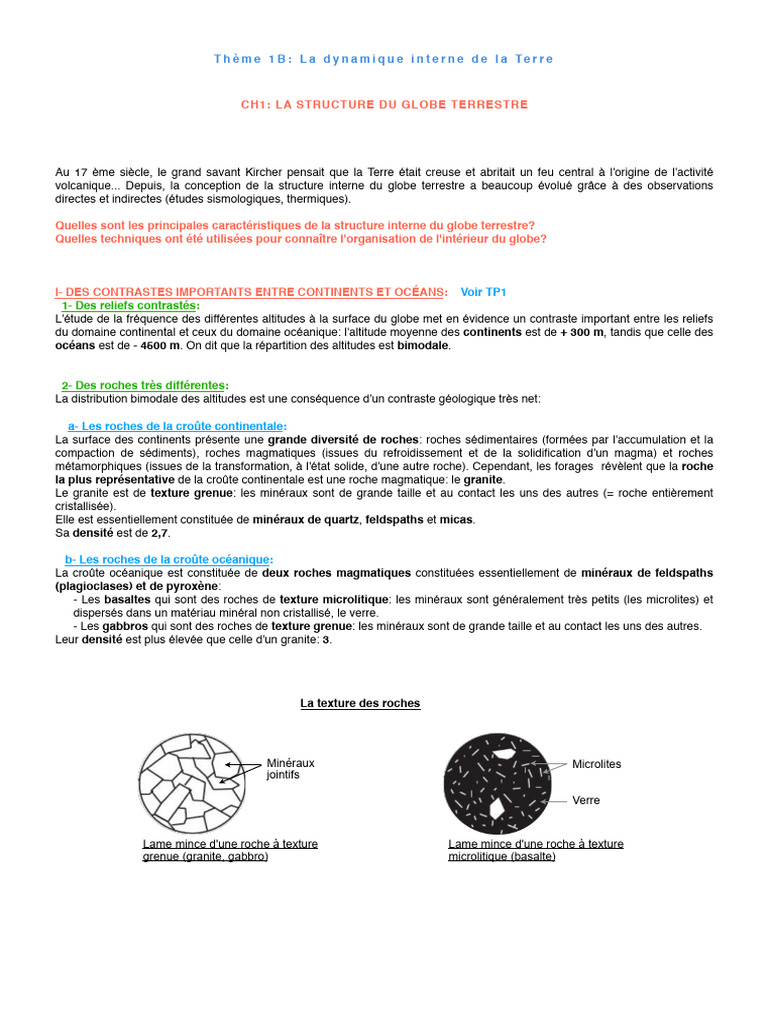 Structure interne de la Terre et sismologie | PDF | Granit | Croûte ...