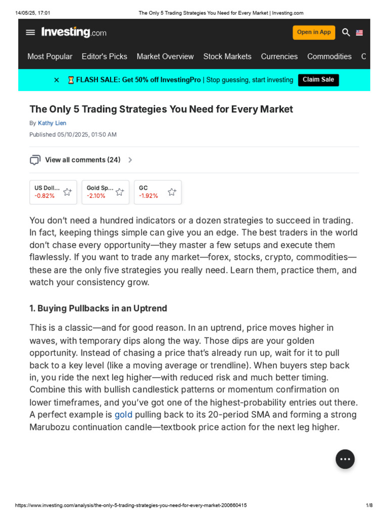Essential 5 Trading Strategies for All Markets | PDF | Market Trend | Money