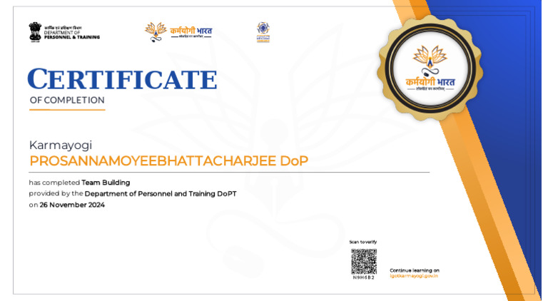 Team Building Course Completion Certificate | PDF